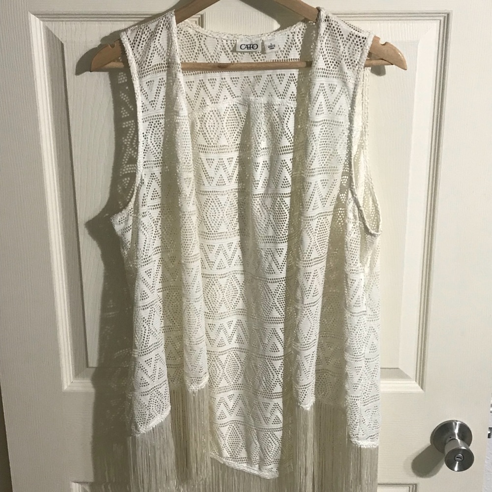 Sleeveless Cardigan with Fringe